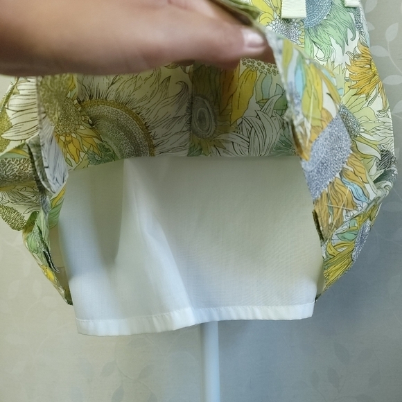 NEW J. Crew Sunflower Print Pleated Skirt Retro 60s Twee Floral Cotton Yellow 0 - Picture 6 of 16